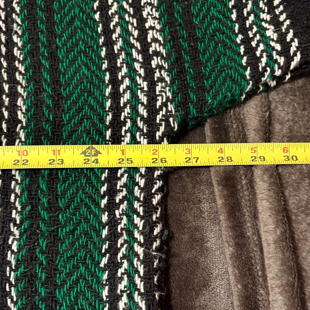 Mexican Woven Baja- Rug Hoodie Black Green & white Striped Baja Hoodie XL - Picture 5 of 10